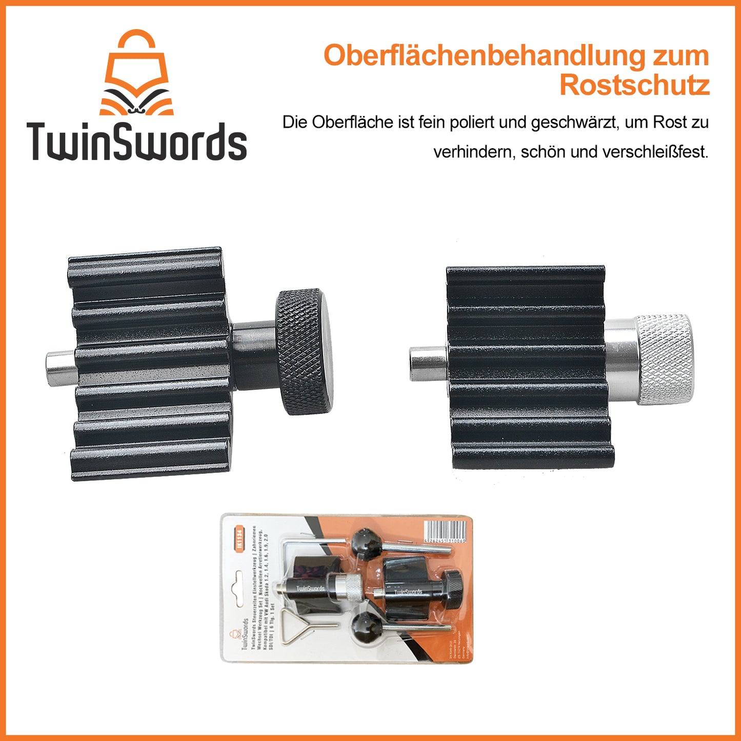 TwinSwords Steuerzeiten Einstellwerkzeug | Zahnriemen Wechsel Werkzeug Set | Nockwellen Arretierwerkzeug für VW Audi Skoda 1.2, 1.4, 1.6, 1.9, 2.0 SDI/TDI - 6-teilig IK1134