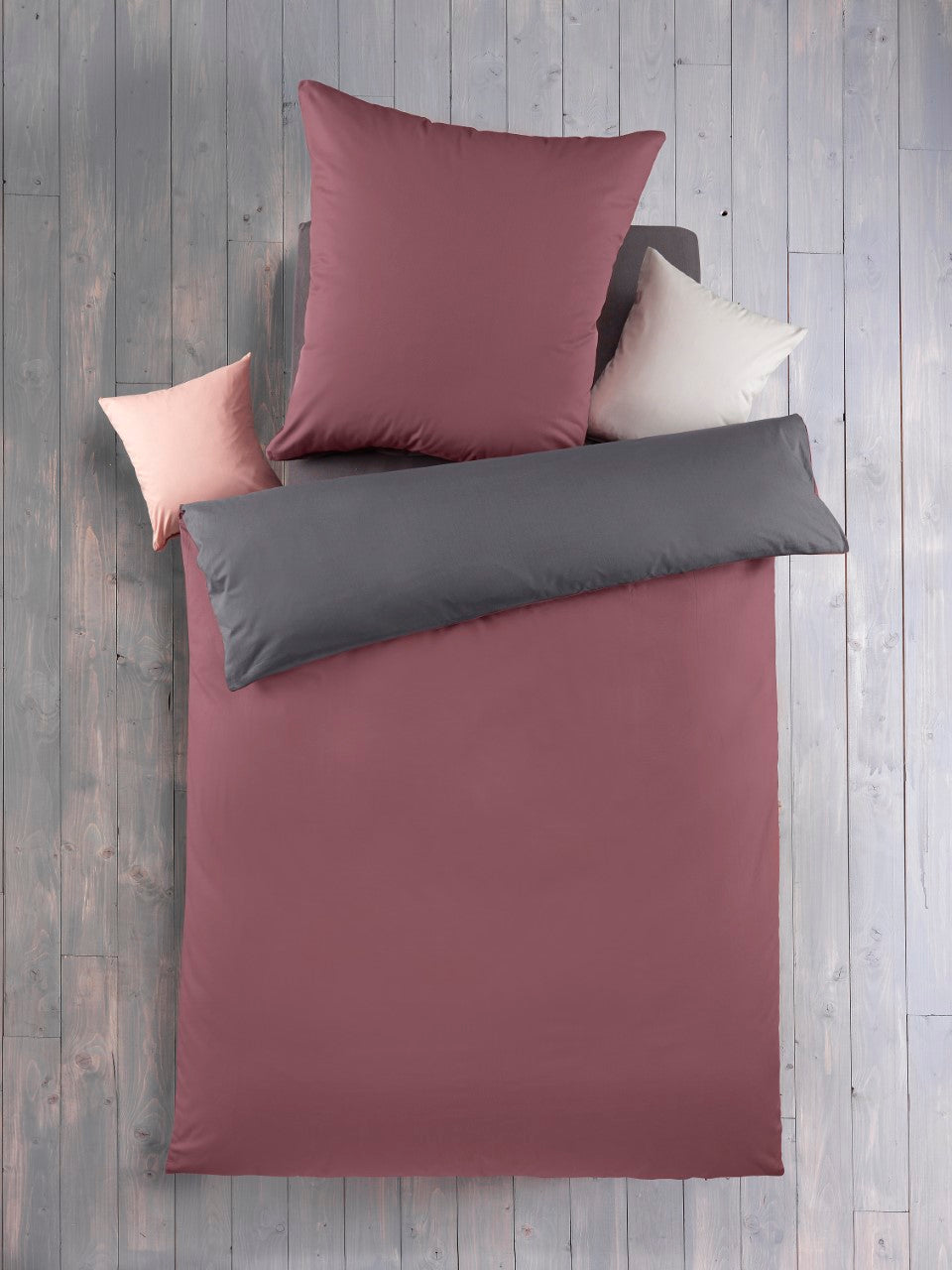 Renforce bed linen exclusive 135/200+80/80, RSV 100% cotton | Rosewood/anthracite