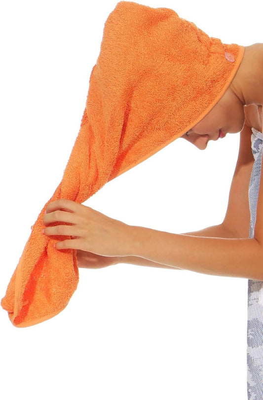 Haartrocknungshandtuch mit Knopfdesign zum Trocknen der Haare | BIO-Baumwolle Haarturban | Haartrockentuch | Haartuch | Saunakilts