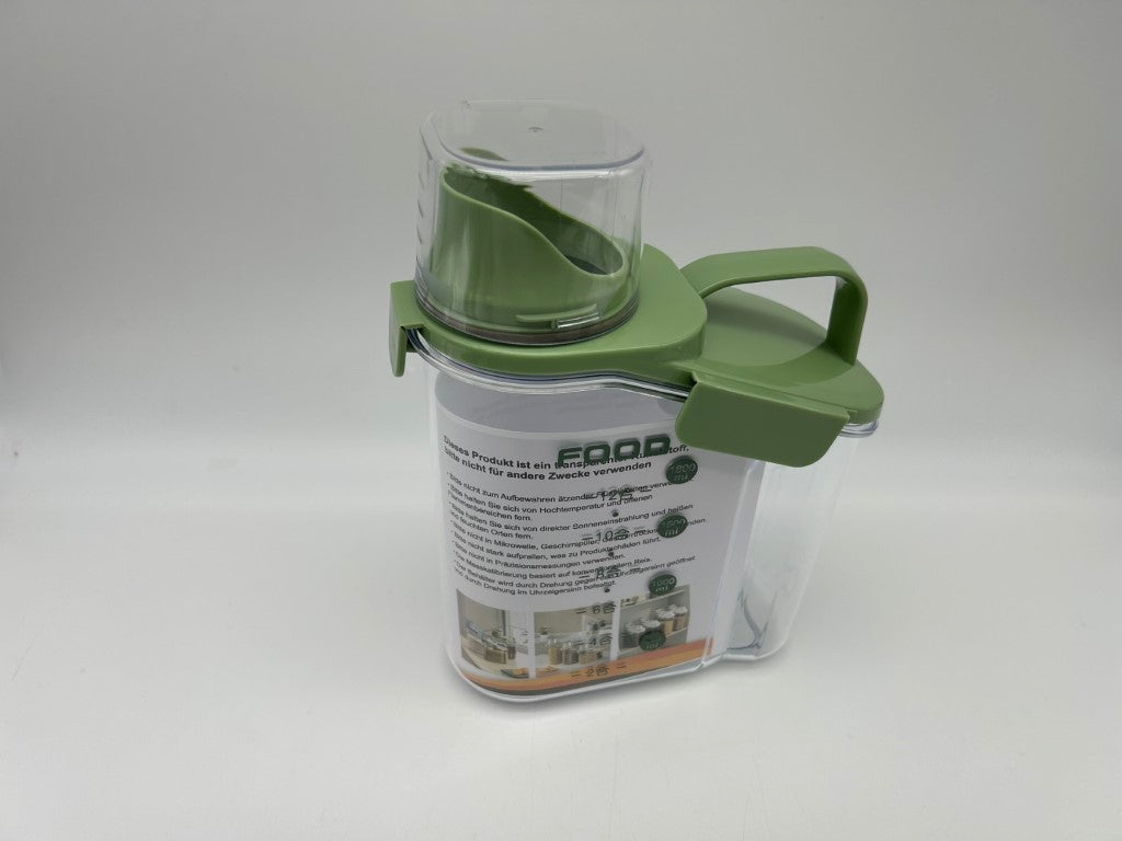 TwinSwords Practical storage container with measuring cup, carrying handle, airtight seal and pouring spout for dry foods