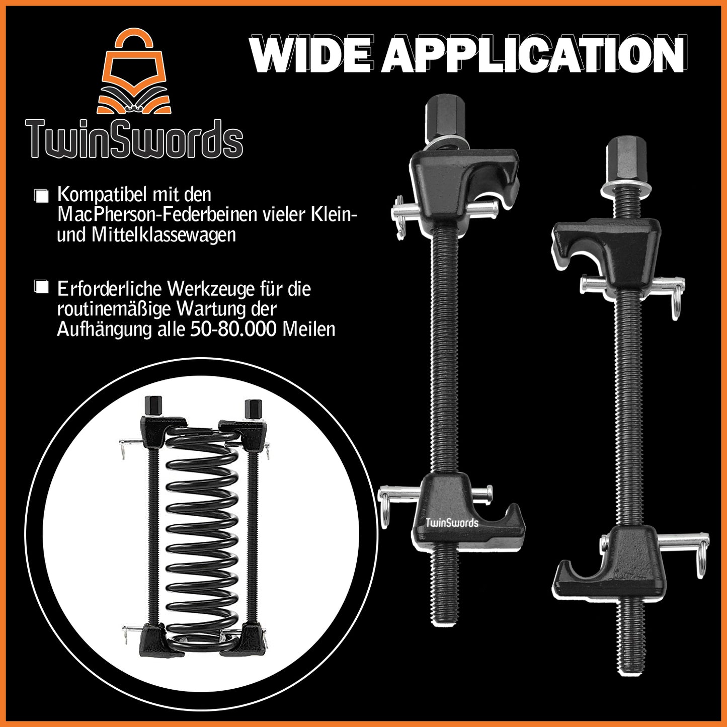 TwinSwords spring compressor for car | Spring Tensioner Tool 300MM | 2 pcs. 1 set