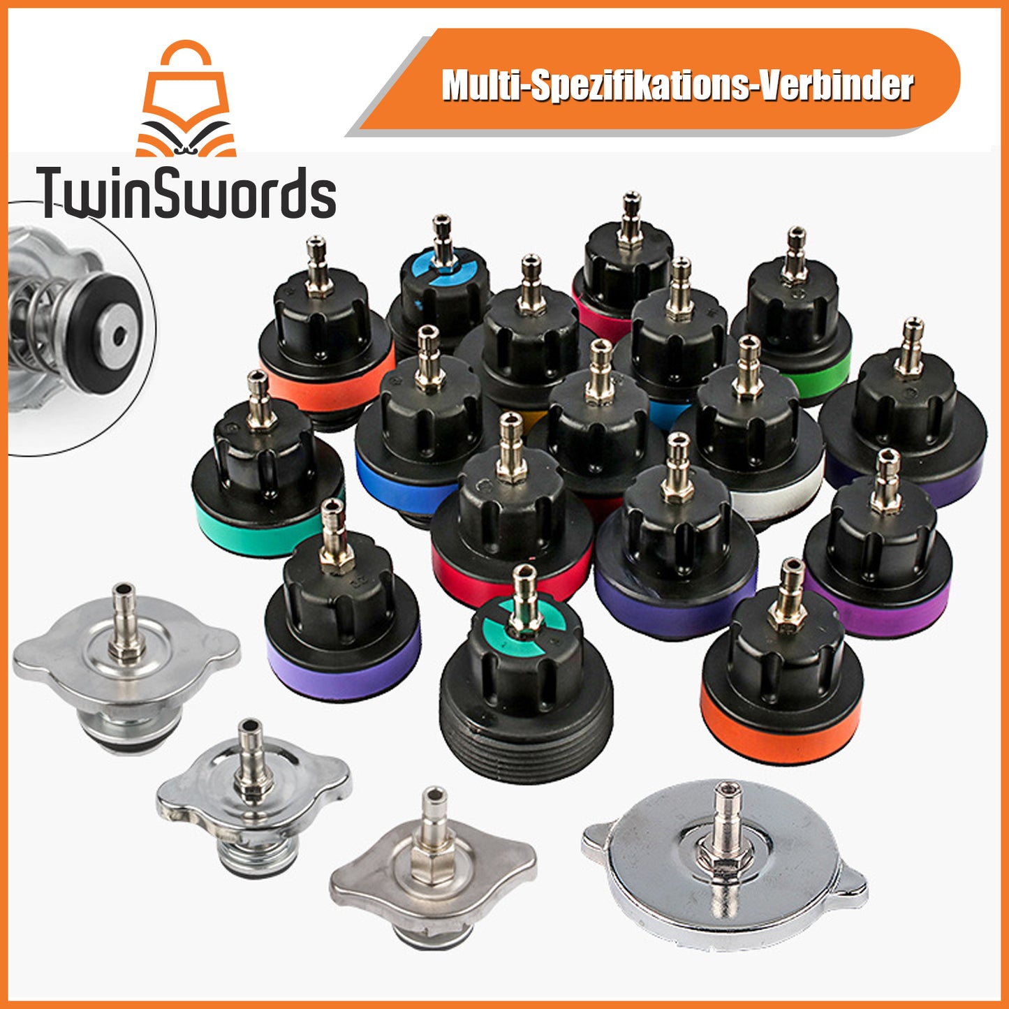 TwinSwords radiator pressure device | Cooling system tester | Cooling system tester | print test device | Water tank leak detector tool pressure tester 28 pieces 1 set