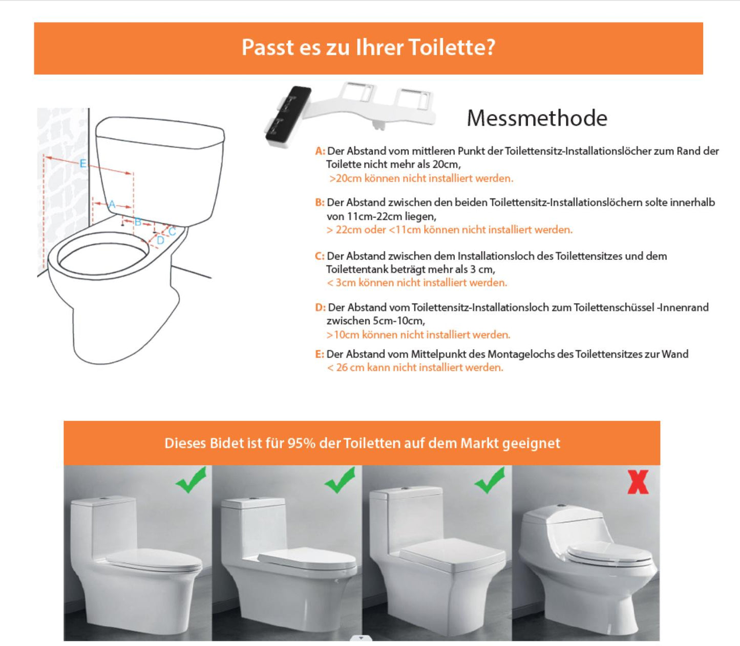 TwinSwords Ultra Slim Bidet | Dusch-WC zur optimalen Intimpflege | Einfach unter dem Klodeckel installieren | Taharet | funktioniert ohne Strom | ideale Hygiene durch Wasser