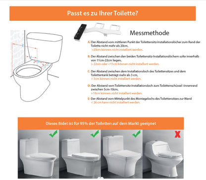 TwinSwords Ultra Slim Bidet | Dusch-WC zur optimalen Intimpflege | Einfach unter dem Klodeckel installieren | Taharet | funktioniert ohne Strom | ideale Hygiene durch Wasser