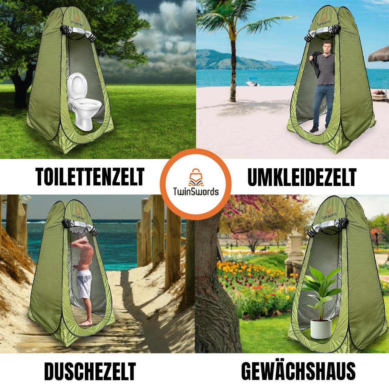TwinSwords Pop up Umkleidezelt Toilettenzelt, Camping Duschzelt Mobile Outdoor Privatsphäre WC Zelt Lagerzelt, Tragbar