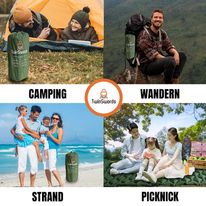 TwinSwords Camping Isomatte Aufblasbar Luftmatratze mit integrierten Fußpumpe