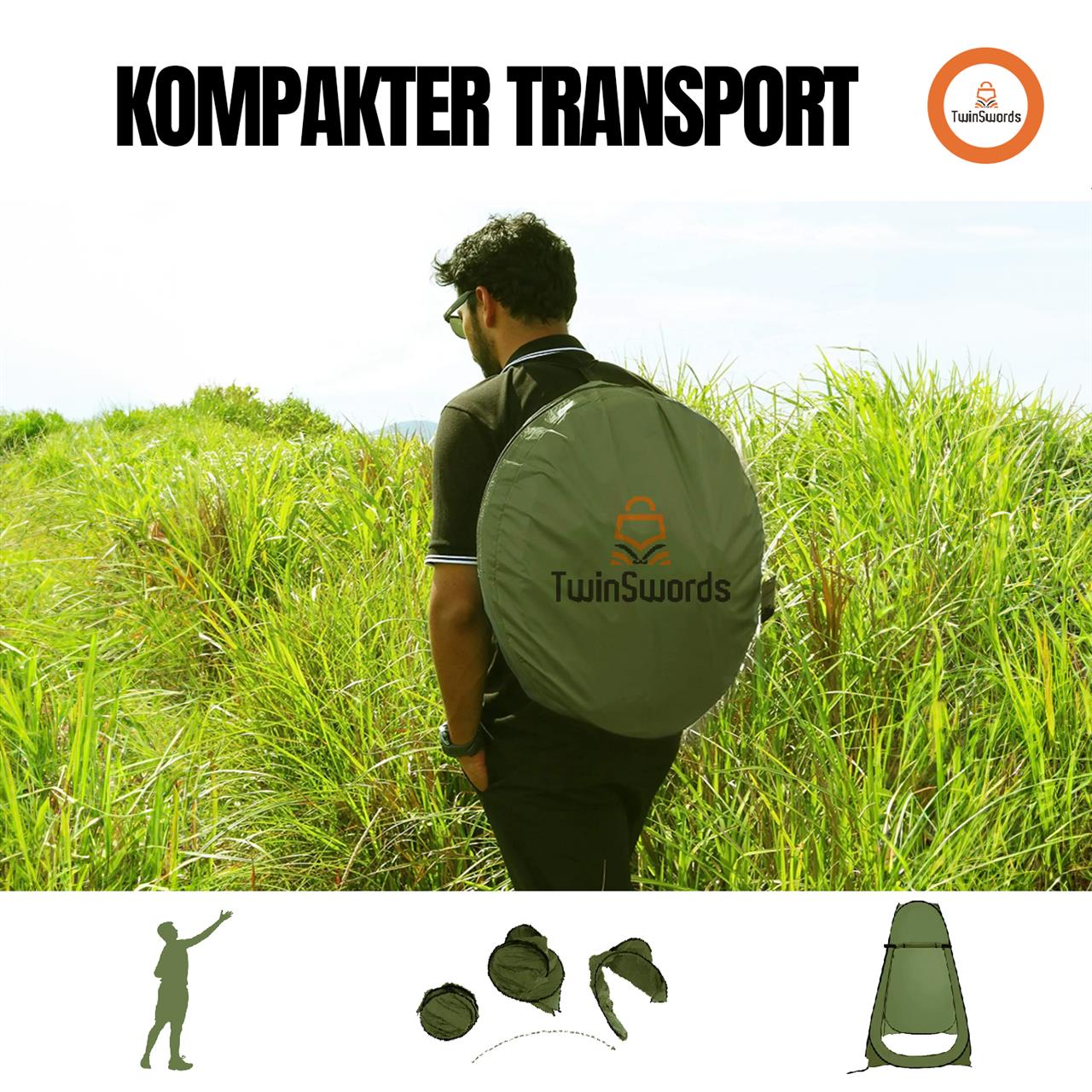 TwinSwords Pop up Umkleidezelt Toilettenzelt, Camping Duschzelt Mobile Outdoor Privatsphäre WC Zelt Lagerzelt, Tragbar