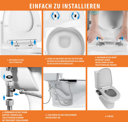 TwinSwords Ultra Slim Bidet | Dusch-WC zur optimalen Intimpflege | Einfach unter dem Klodeckel installieren | Taharet | funktioniert ohne Strom | ideale Hygiene durch Wasser
