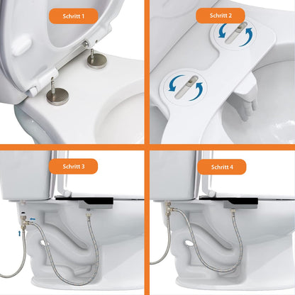 TwinSwords Ultra Slim Bidet | Dusch-WC zur optimalen Intimpflege | Einfach unter dem Klodeckel installieren | Taharet | funktioniert ohne Strom | ideale Hygiene durch Wasser