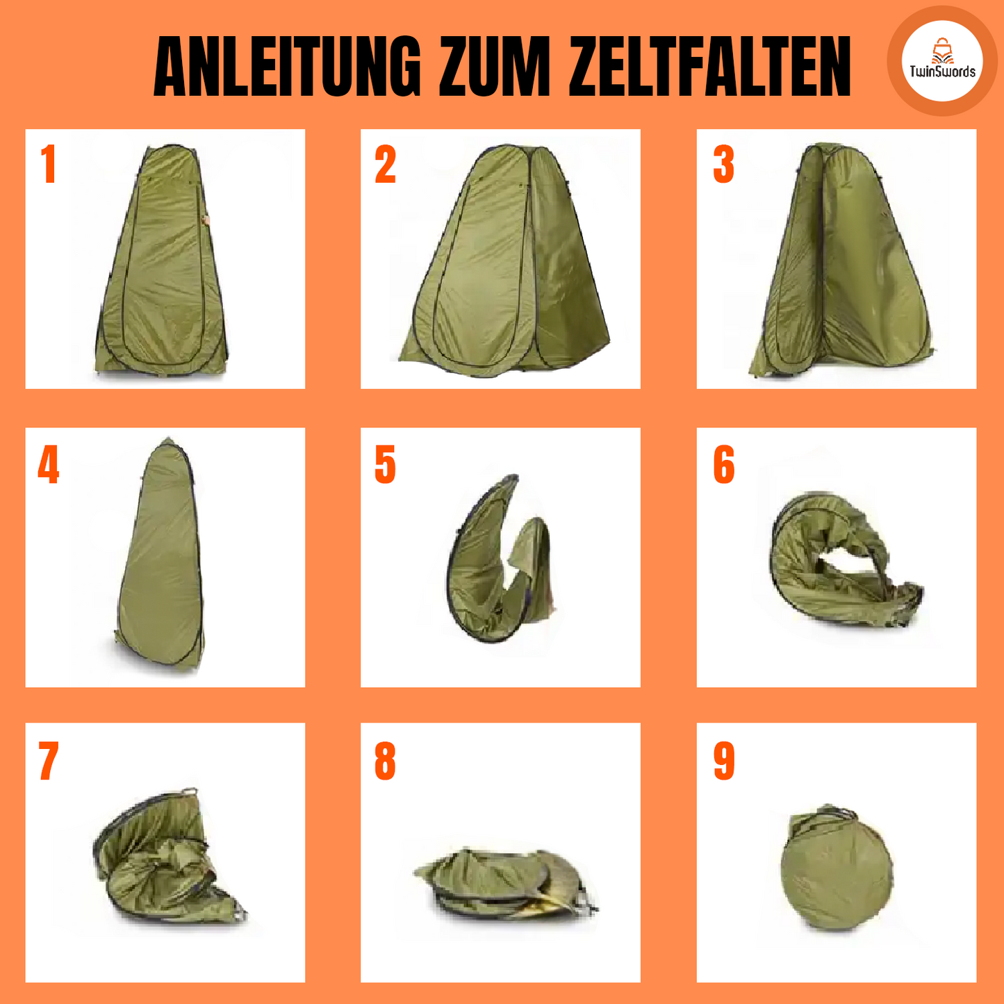 TwinSwords Pop up Umkleidezelt Toilettenzelt, Camping Duschzelt Mobile Outdoor Privatsphäre WC Zelt Lagerzelt, Tragbar