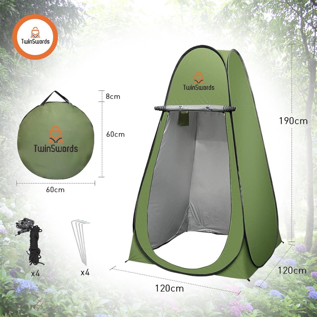TwinSwords Pop up Umkleidezelt Toilettenzelt, Camping Duschzelt Mobile Outdoor Privatsphäre WC Zelt Lagerzelt, Tragbar