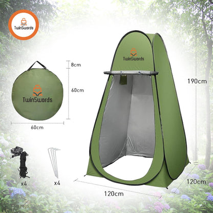 TwinSwords Pop up Umkleidezelt Toilettenzelt, Camping Duschzelt Mobile Outdoor Privatsphäre WC Zelt Lagerzelt, Tragbar