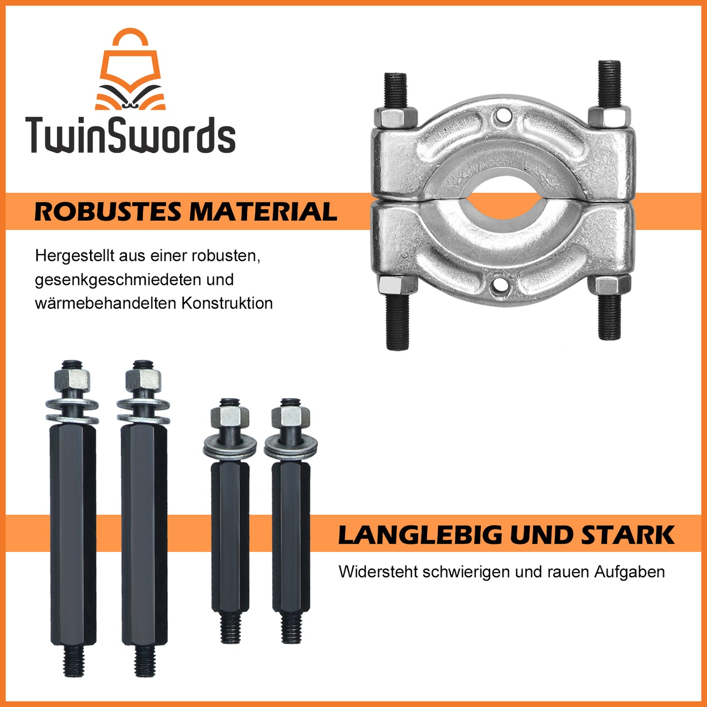 TwinSwords Lagerabzieher | Trennmesser für Kugellager | Lager Abzieher | Polradabzieher Trennvorrichtung 30-70mm 14-teiliges 1 Set