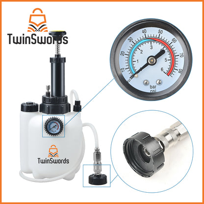 TwinSwords Bremsenentlüftungsgerät 3 LT | Bremsenentlüfter Bremsflüssigkeit wechseln | Bremsflüssigkeitswechselgerät mit 1L Absaugbehälter für E20 (ø45mm) 1 Set