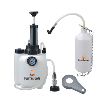 TwinSwords Bremsenentlüftungsgerät 3 LT | Bremsenentlüfter Bremsflüssigkeit wechseln | Bremsflüssigkeitswechselgerät mit 1L Absaugbehälter für E20 (ø45mm) 1 Set