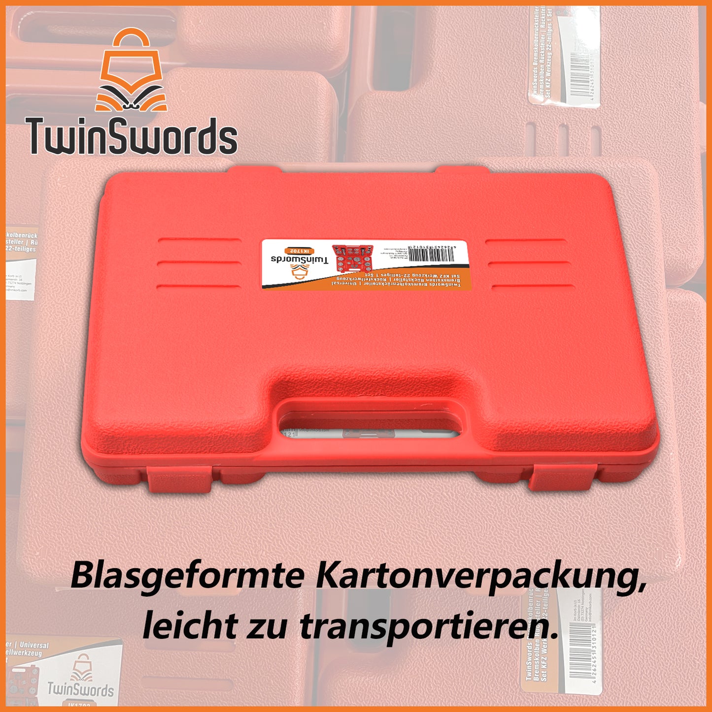 TwinSwords Bremskolbenrücksteller | Universal Bremskolben Rücksteller | Rückstellwerkzeug Set KFZ Werkzeug 22-teiliges 1 Set