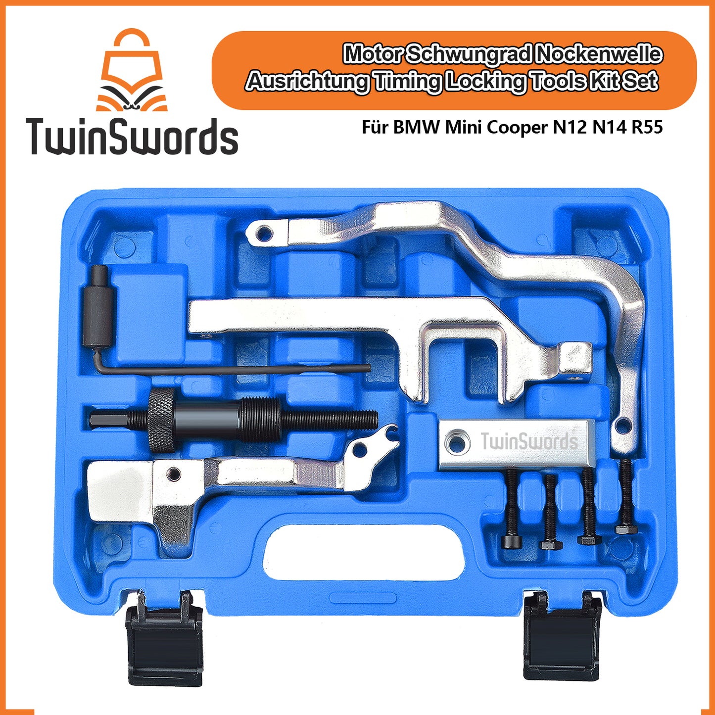 TwinSwords Motor Steuerzeiten Einstellwerkzeug | Arretierwerkzeug | Nockenwellen Werkzeug Set für BMW Mini Cooper N12 N14 Peugeot 207 Citroen 1.4 1.6 16V - 10-teilig