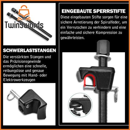 TwinSwords Federspanner für Auto KFZ | Feder Spanner Werkzeug 300MM | 2 Tlg. 1 Set