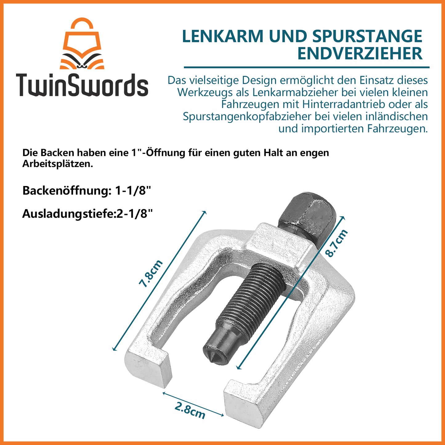 TwinSwords Kugelgelenk Abzieher Set | Spurstangenkopf Ausdrücker | Traggelenk Werkzeug 5 Tlg. 1 Set