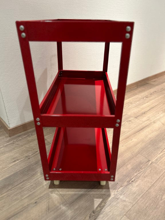 Werkstatt-Rollwagen Montagewagen | Werkzeugwagen | Flexible Rollen | Belastbarkeit bis zu 100 kg | 3 Fächer | Rot
