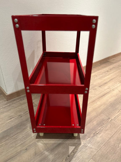 Werkstatt-Rollwagen Montagewagen | Werkzeugwagen | Flexible Rollen | Belastbarkeit bis zu 100 kg | 3 Fächer | Rot