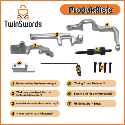 TwinSwords Motor Steuerzeiten Einstellwerkzeug | Arretierwerkzeug | Nockenwellen Werkzeug Set für BMW Mini Cooper N12 N14 Peugeot 207 Citroen 1.4 1.6 16V - 10-teilig