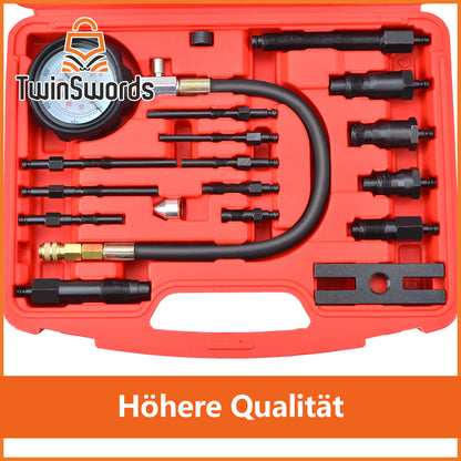 Compression tester set | Diesel Engine Cylinder Compression Gauge Pressure Diagnostic Tester Tool Kit Set 17pcs 1 Set by TwinSwords