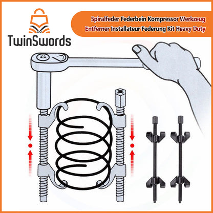 TwinSwords spring compressor set tool | Lowering tuning universal spring strut tension, up to 370mm. 2 pcs. 1 set