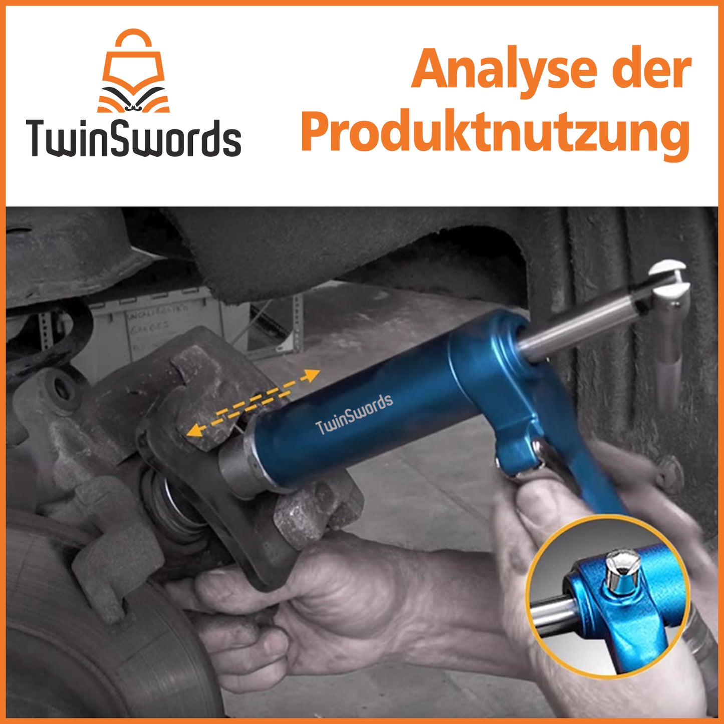 TwinSwords Pneumatischer Bremskolbenrücksteller | Druckluft Bremskolben Rücksteller Werkzeug set 23-teiliges 1 Set